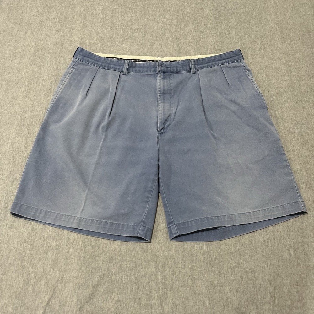 Polo Ralph Lauren Mens 42 Blue Pleated Chino Shorts Cotton Twill Relaxed Fit